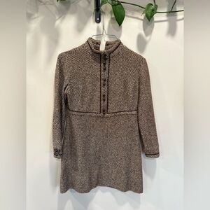 VINTAGE Tweed 1960-70s Petite Mini Dress. Amazing Look!